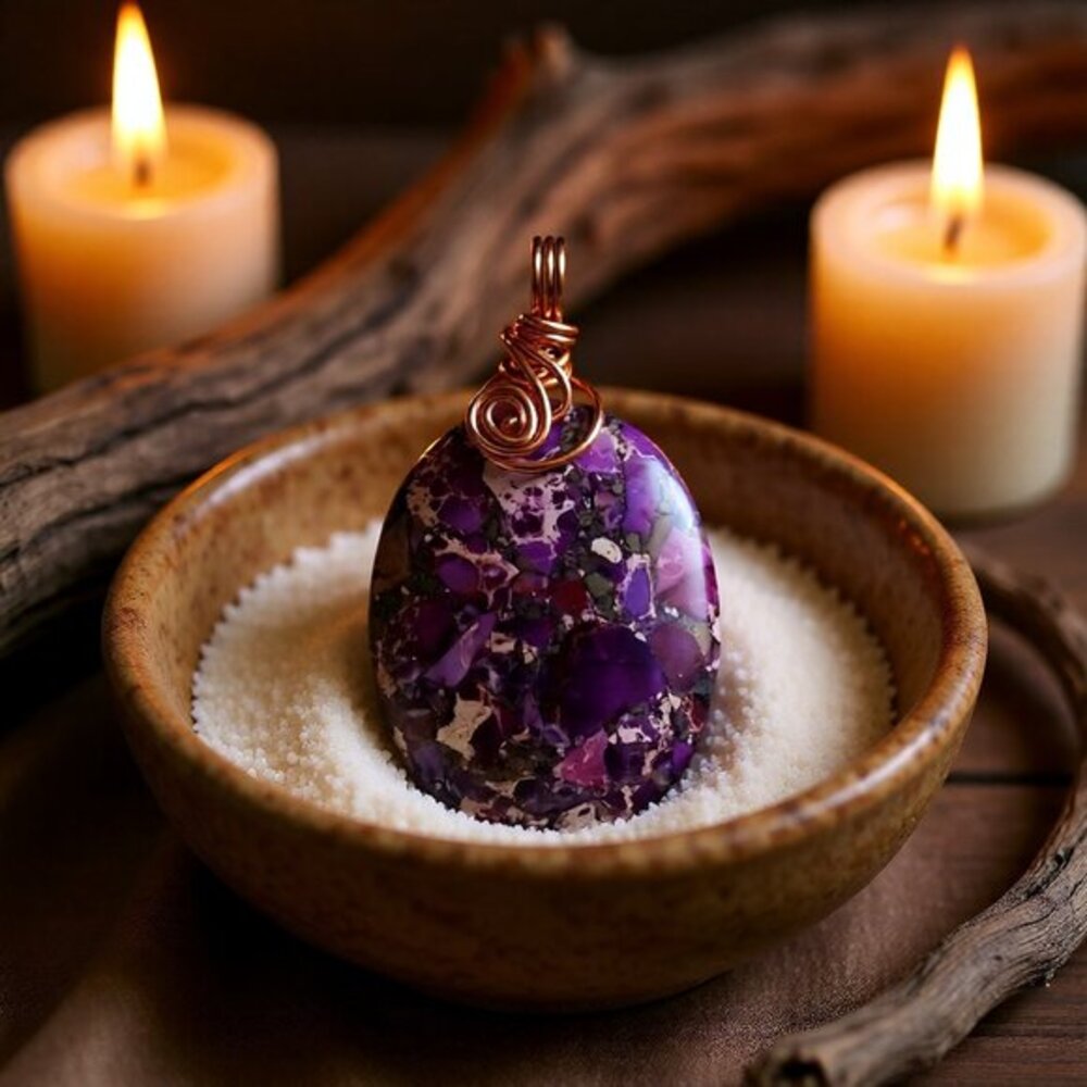Handmade: Purple Sea Sediment Jasper Pendant - Boho Spring & Summer Vibes
